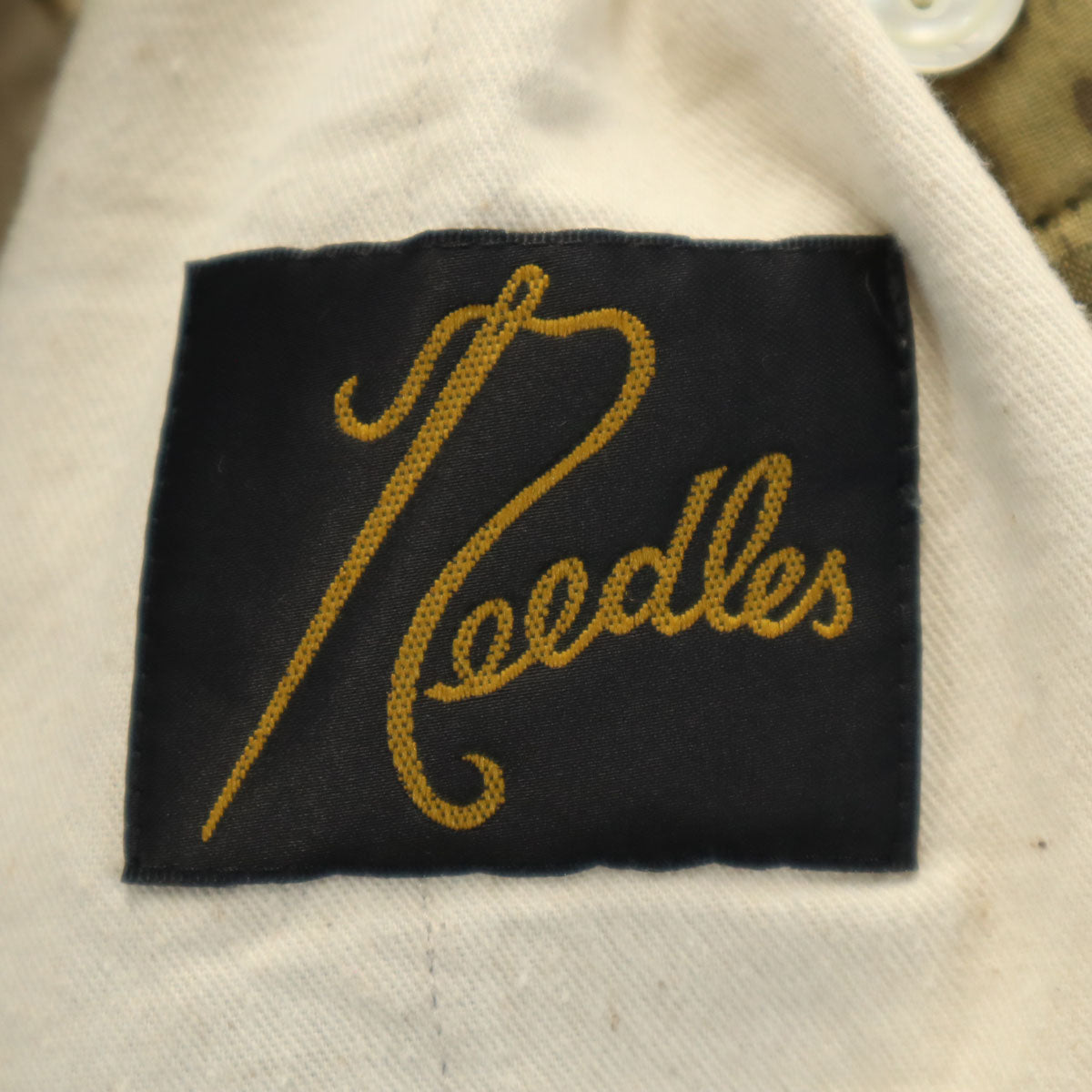 Needles ニードルズ 日本製 チェック 総柄 ストレートパンツ S ベージュ シンチバック メンズ