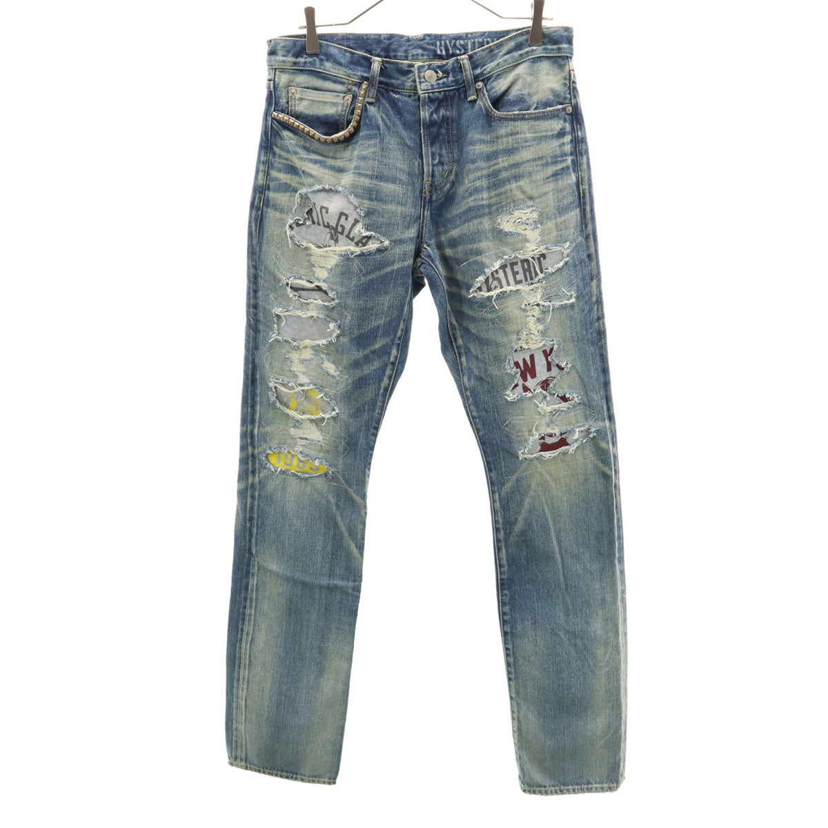 HYSTERIC GLAMOUR ヒステリックグラマー 日本製 ヴィンテージ加工 デニムパンツ W32 ウォッシュブルー ジーンズ メンズ