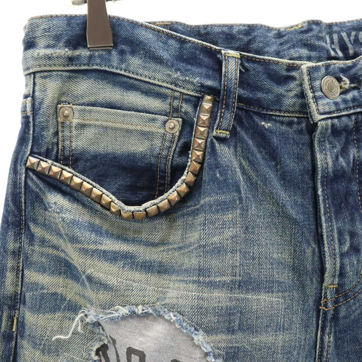 HYSTERIC GLAMOUR ヒステリックグラマー 日本製 ヴィンテージ加工 デニムパンツ W32 ウォッシュブルー ジーンズ メンズ