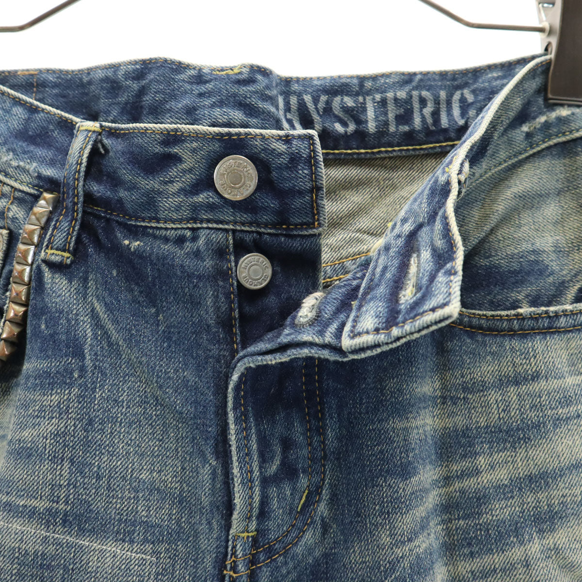 HYSTERIC GLAMOUR ヒステリックグラマー 日本製 ヴィンテージ加工 デニムパンツ W32 ウォッシュブルー ジーンズ メンズ