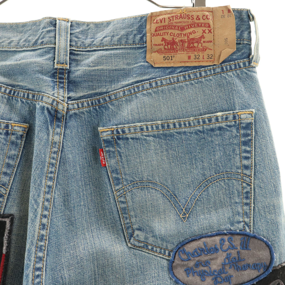Levi's リーバイス 501 ワッペン刺繍 デニムパンツ w32 ブルー ジーンズ メンズ