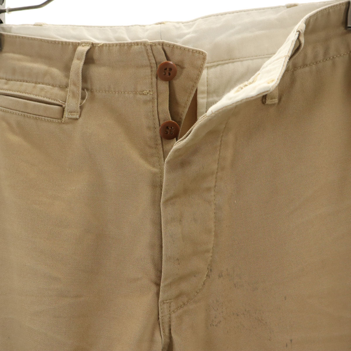 BURGUS PLUS バーガスプラス 日本製 チノパンツ W34 べージュ ボタンフライ メンズ