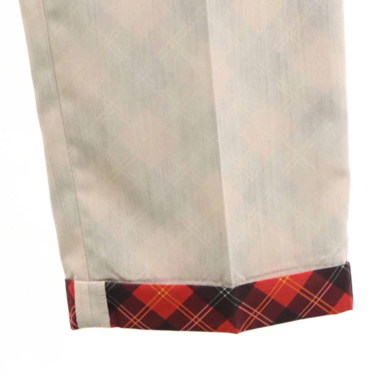 ISSEY MIYAKE MEN イッセイミヤケメン 日本製 リバースプリント チェック柄 スラックスパンツ 2 アイボリー系 メンズ