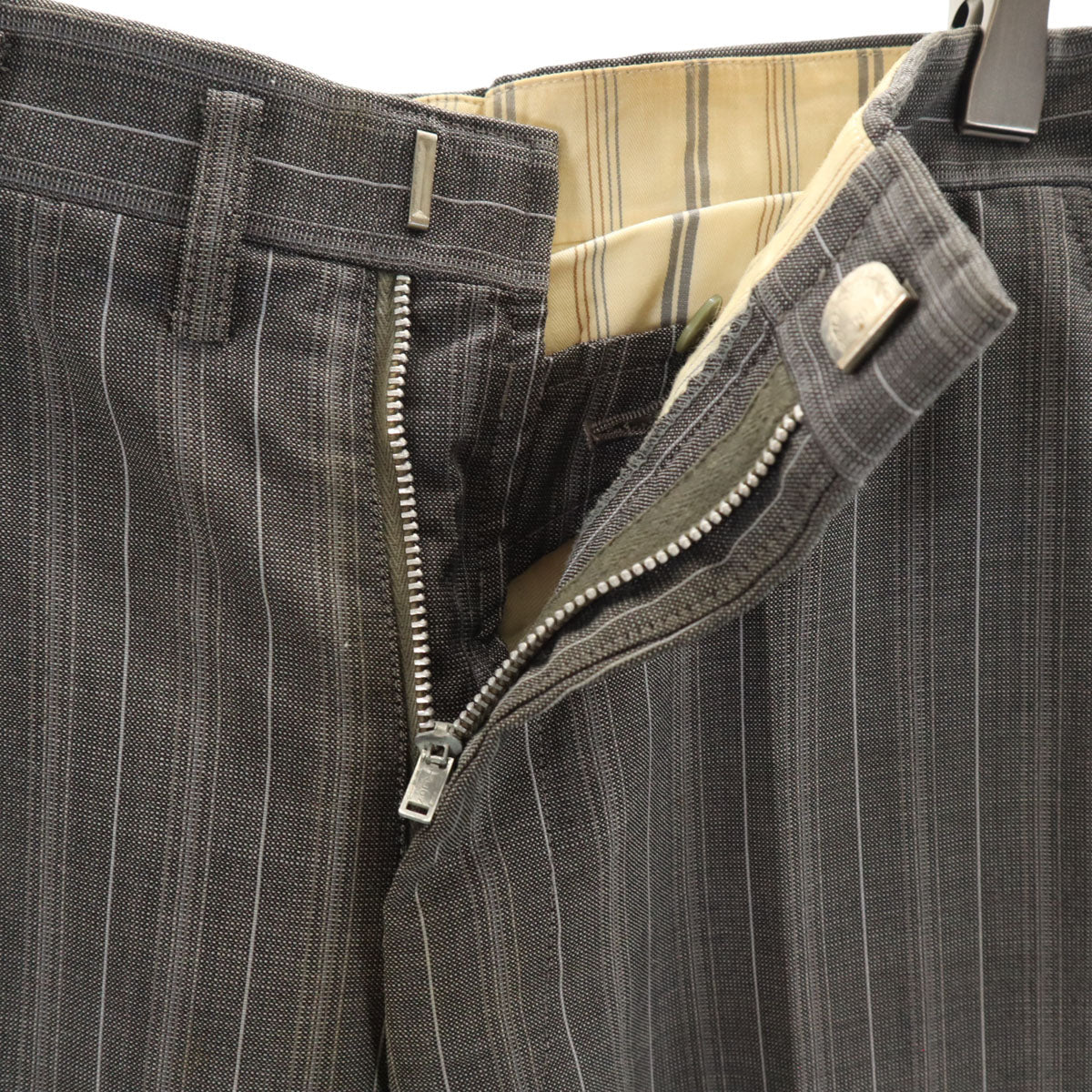 60s 70s ヴィンテージ ストライプ ジャパンヴィンテージ ストレートパンツ カーキ系 メンズ