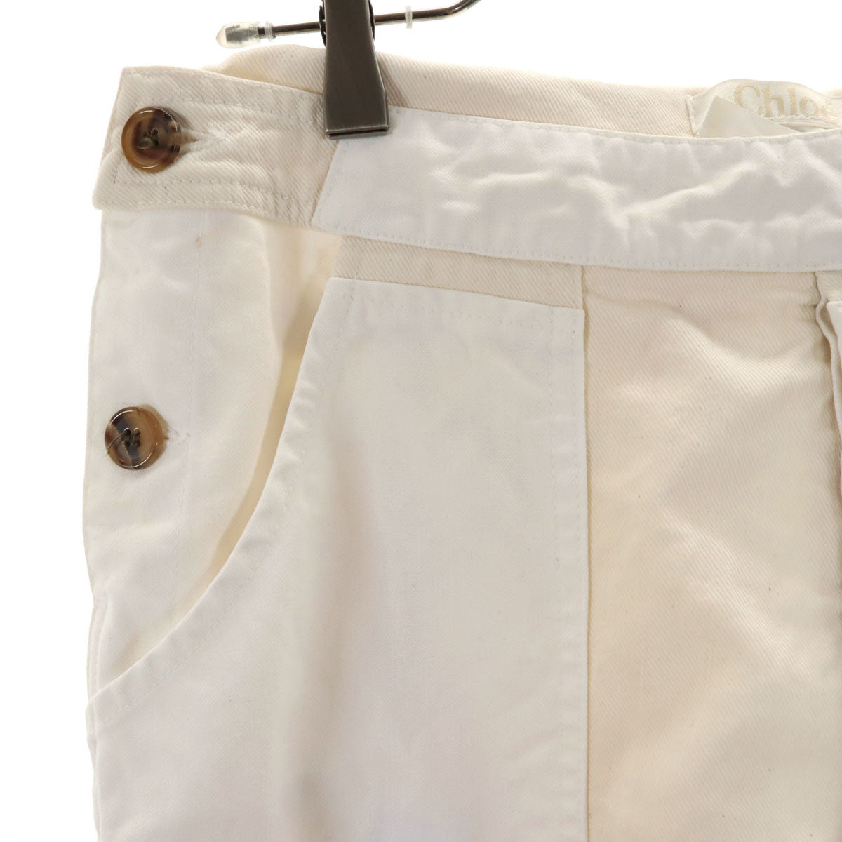 Chloe クロエ イタリア製 ハイウエスト テーパードパンツ 36 アイボリー レディース