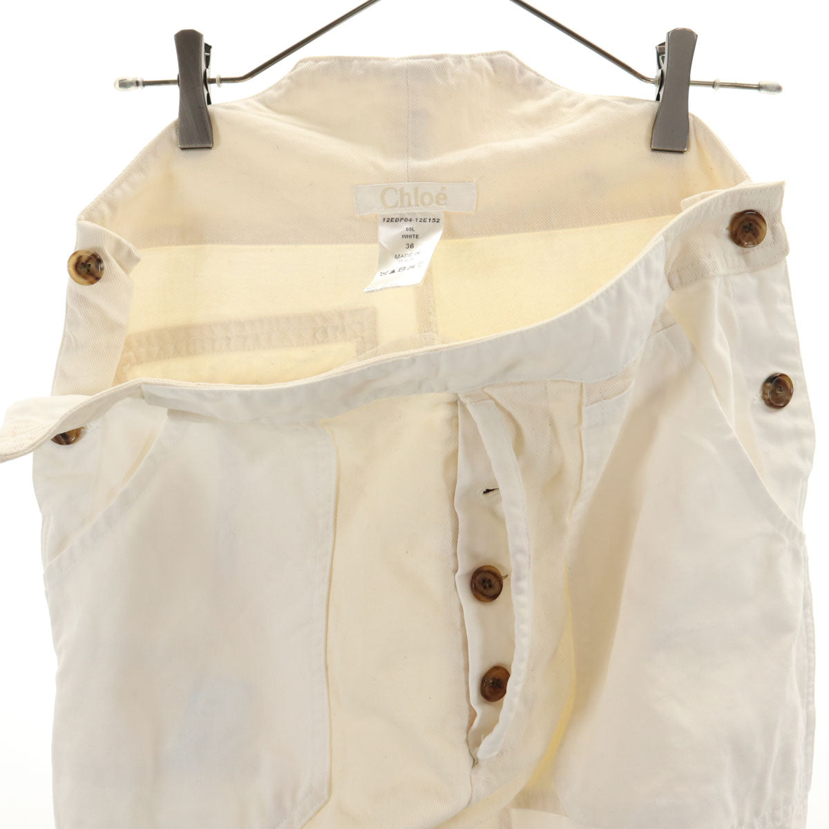 Chloe クロエ イタリア製 ハイウエスト テーパードパンツ 36 アイボリー レディース