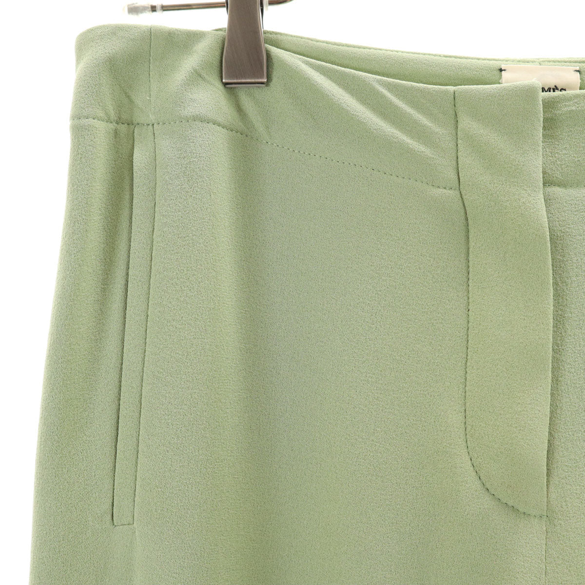 HERMES エルメス フランス製 シルク ワイドパンツ 38 モスグリーン系 レディース