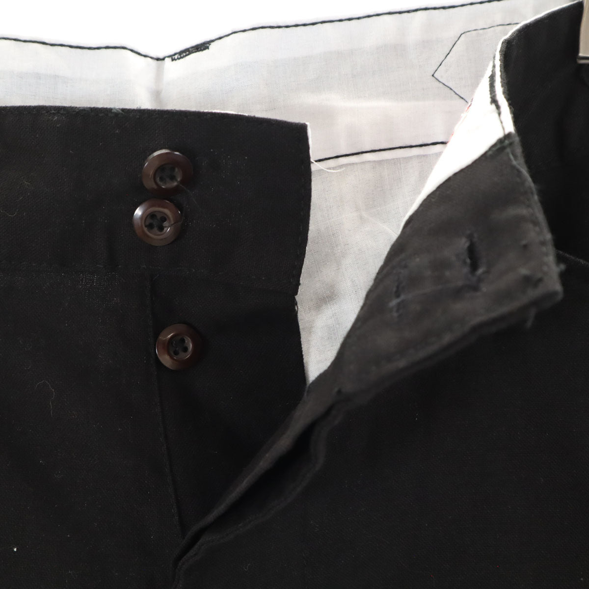 Shanhai シャンハイ コットンパンツ 52 ブラック系 ボタンフライ メンズ