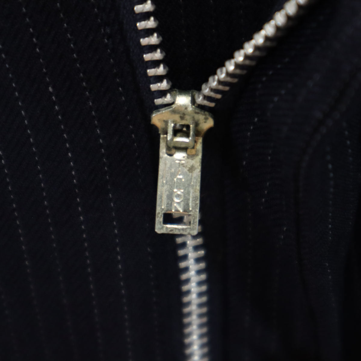 70s ヴィンテージ ピンストライプ柄 スラックスパンツ ネイビー TALONジップ メンズ