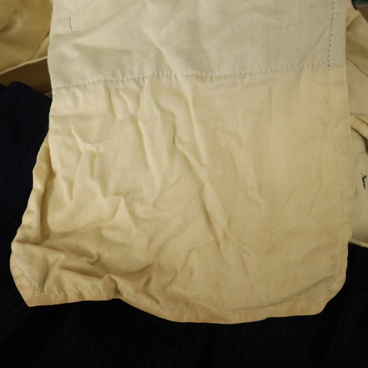 70s ヴィンテージ ピンストライプ柄 スラックスパンツ ネイビー TALONジップ メンズ