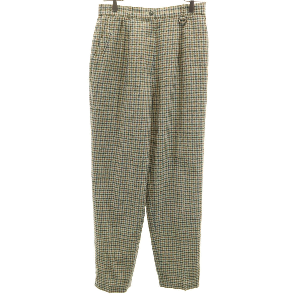 Christian Dior SPORTS クリスチャンディオールスポーツ 90s オールド チェック柄 ライトツイード スラックスパンツ M グレージュ レディース