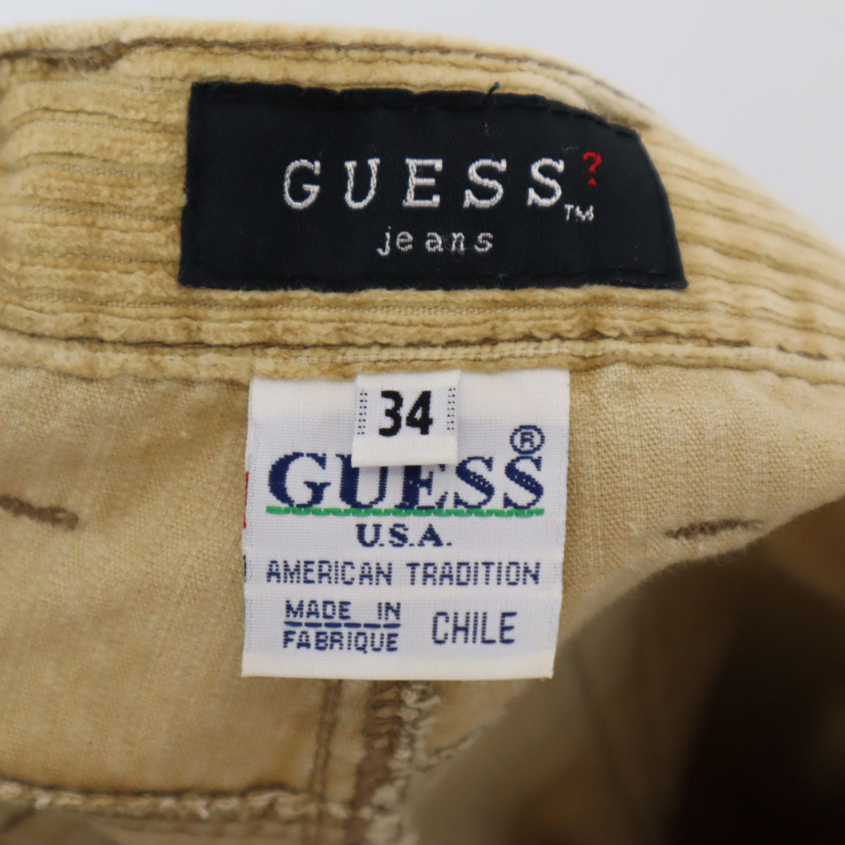 GUESS JEANS ゲスジーンズ 90s オールド コーデュロイパンツ w34 ベージュ メンズ
