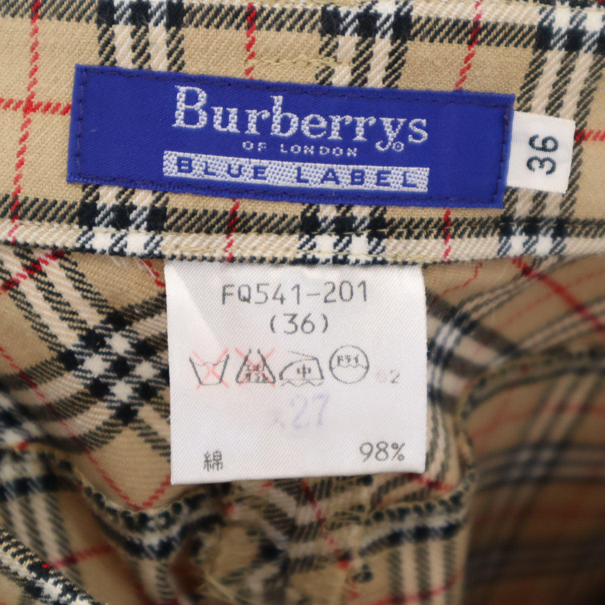 Burberrys Blue label バーバリーズブルーレーベル 90s オールド ノバチェック柄 ロングパンツ 36 ベージュ 三陽商会 レディース