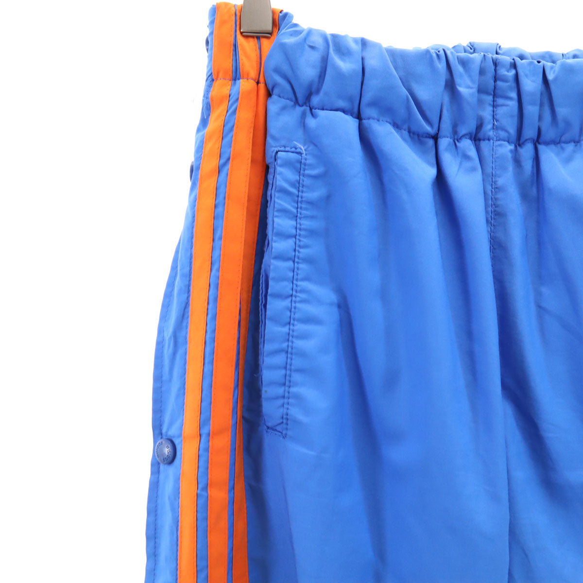 adidas アディダス 日本製 サイドスナップボタン トラックパンツ L ブルー デサント レディース