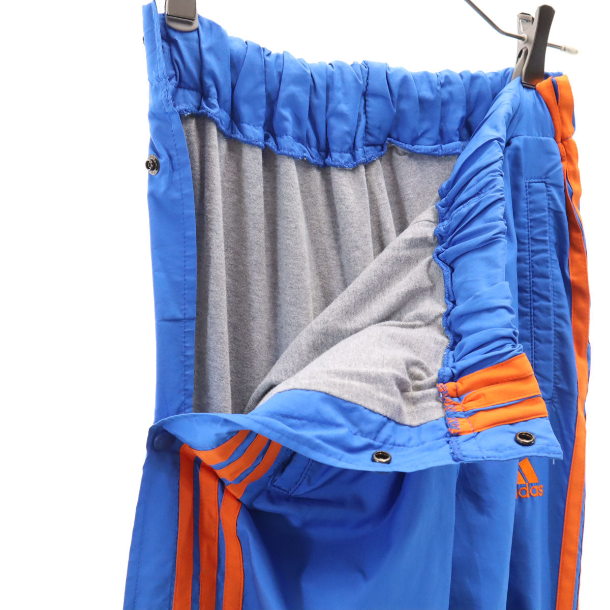 adidas アディダス 日本製 サイドスナップボタン トラックパンツ L ブルー デサント レディース