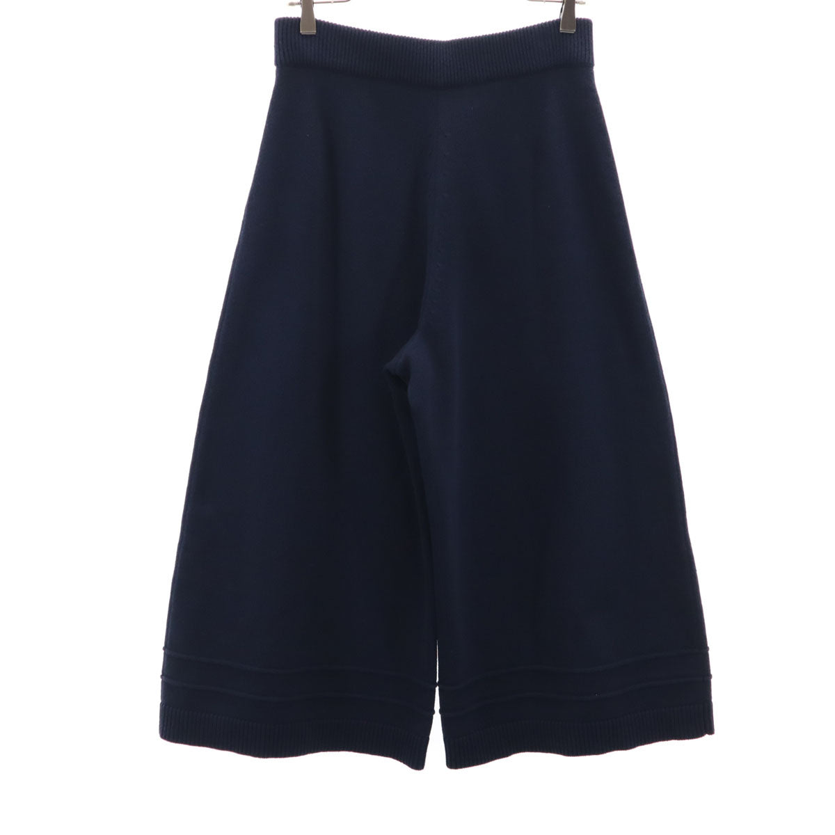 FOXEY NEW YORK フォクシーニューヨーク 日本製 ニット ワイドパンツ 42 ネイビー レディース