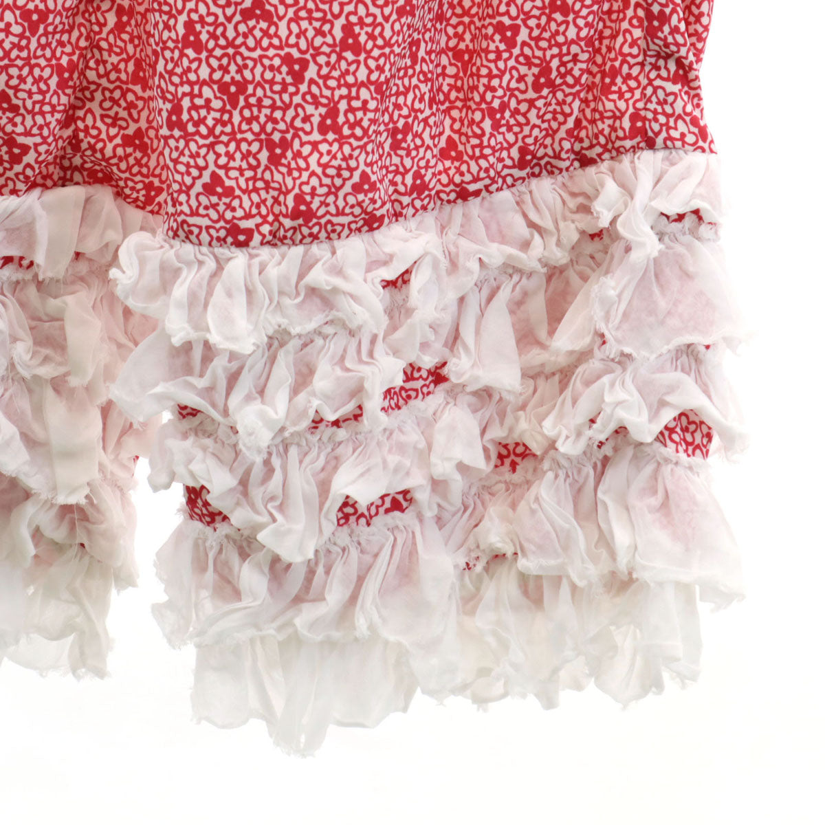 FUMIE TANAKA フミエタナカ 日本製 花柄 裾フリル イージーパンツ FREE レッド レディース