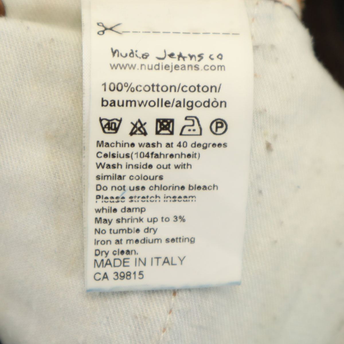 Nudie Jeans ヌーディージーンズ イタリア製 ストレートデニムパンツ W30 ネイビー ボタンフライ ジーンズ メンズ