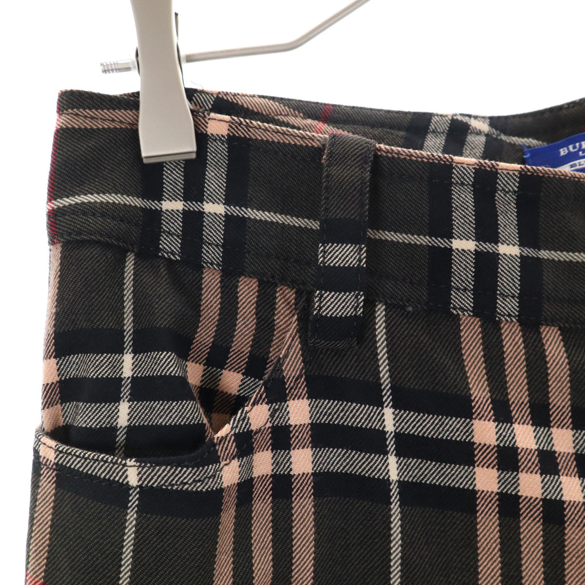 BURBERRY BLUE LABEL バーバリーブルーレーベル 日本製 ウールブレンド チェック柄 パンツ 38 グレー系 三陽商会 レディース