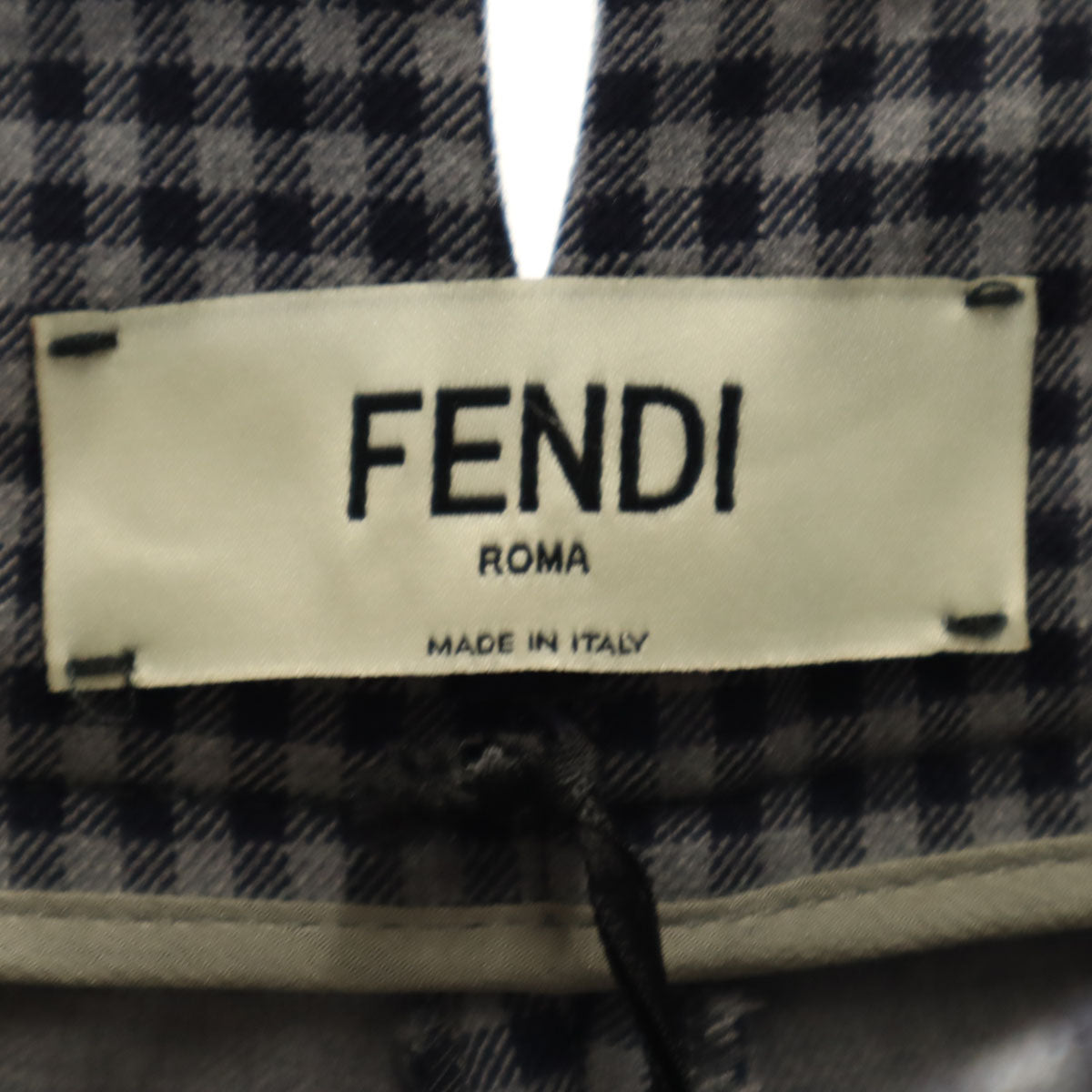 FENDI フェンディ イタリア製 ギンガムチェック パンタロン パンツ 40 ネイビー レディース