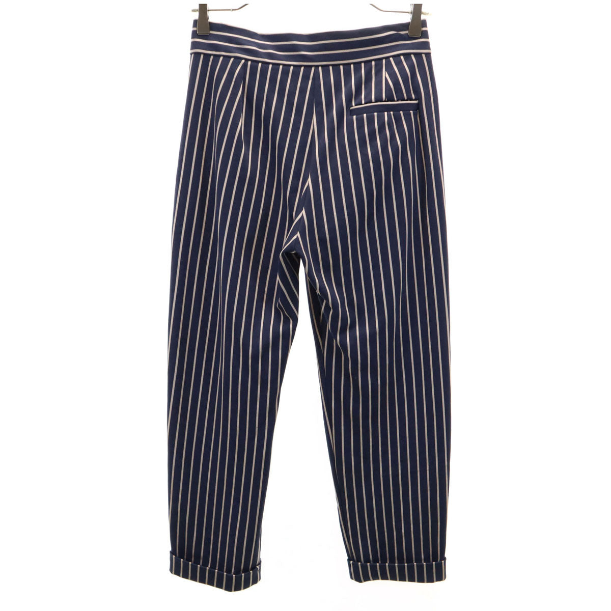 MAX&CO マックスアンドコー ストライプ柄 テーパードパンツ XS ネイビー系 BOUTIQUE ストレッチ レディース