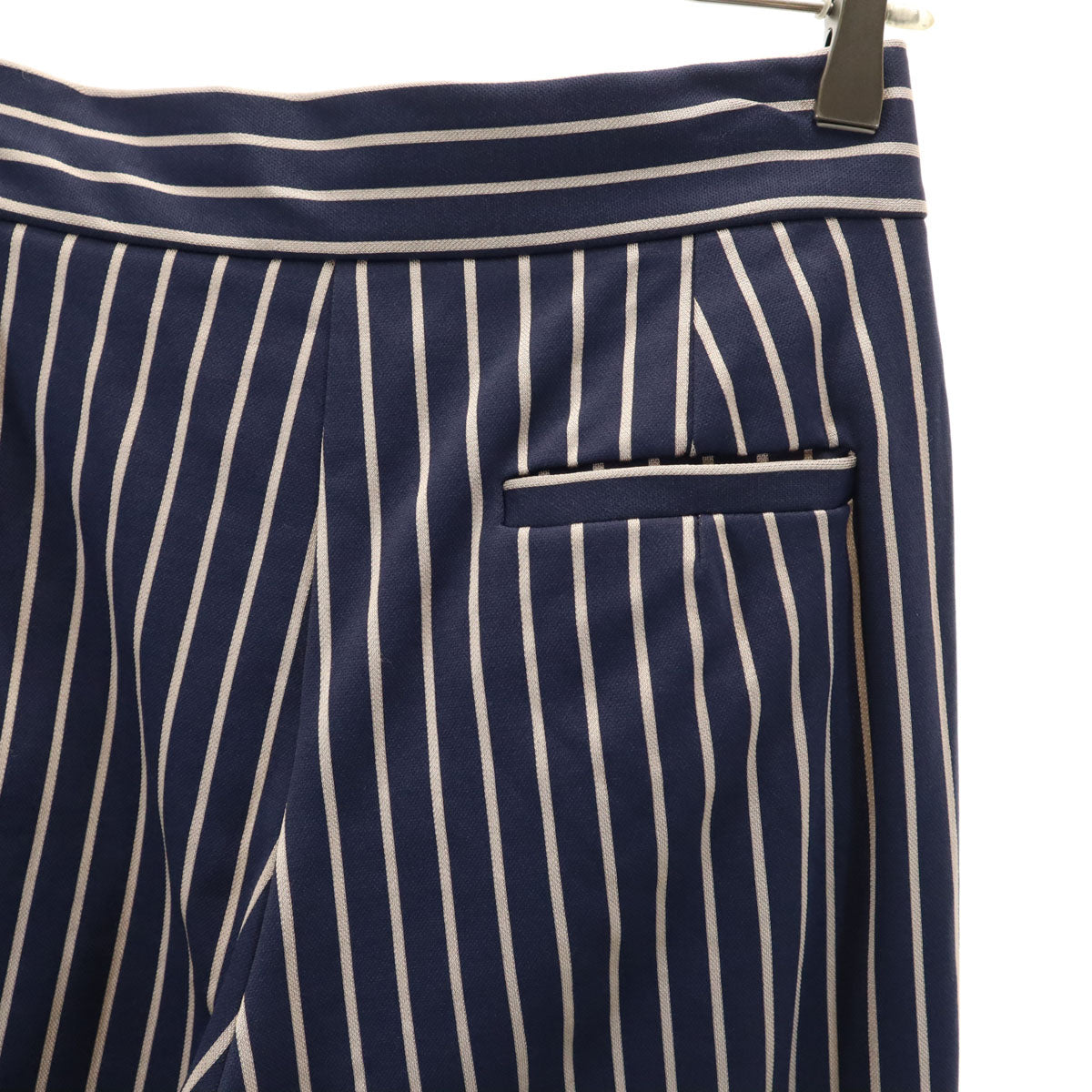 MAX&CO マックスアンドコー ストライプ柄 テーパードパンツ XS ネイビー系 BOUTIQUE ストレッチ レディース