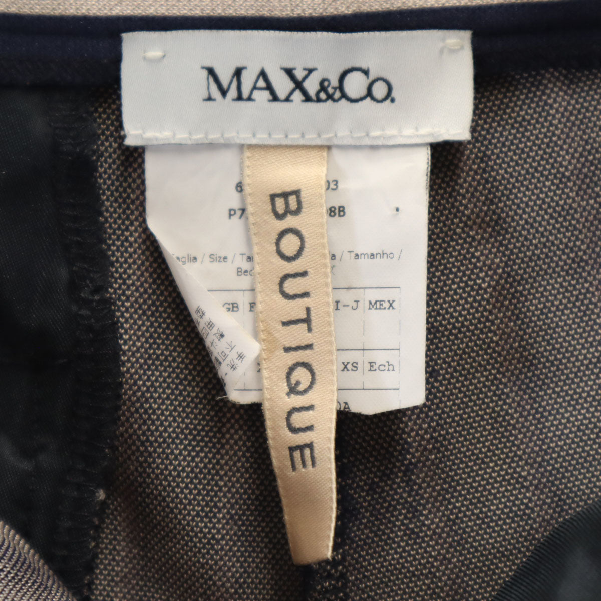 MAX&CO マックスアンドコー ストライプ柄 テーパードパンツ XS ネイビー系 BOUTIQUE ストレッチ レディース