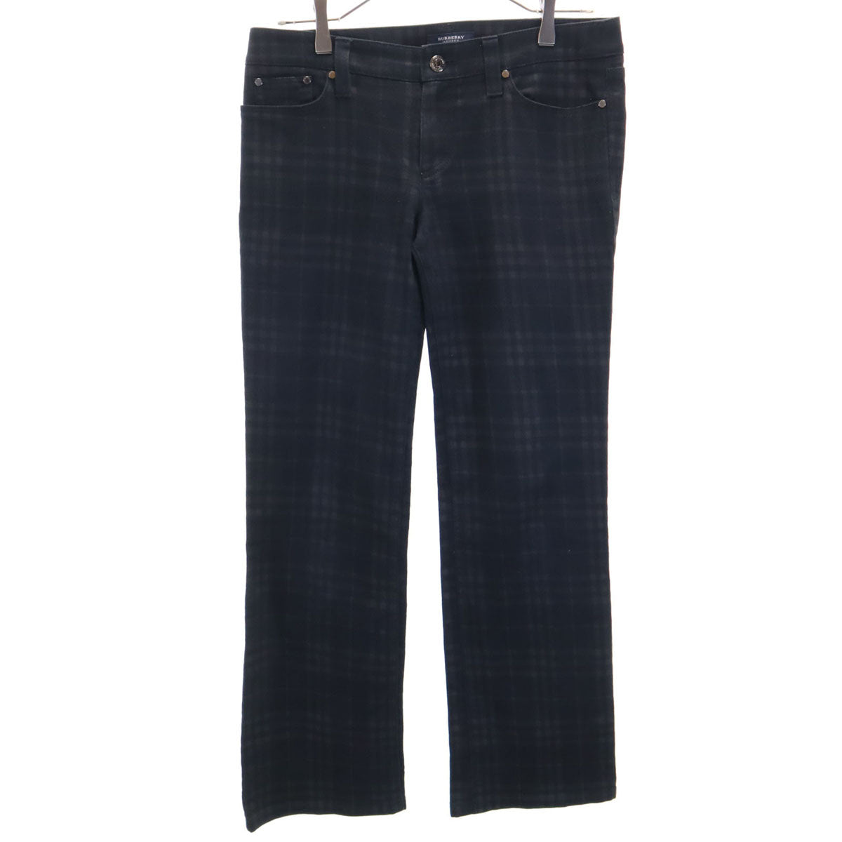 BURBERRY バーバリー 日本製 チェック柄 ロングパンツ 40 ブラック 三陽商会 レディース