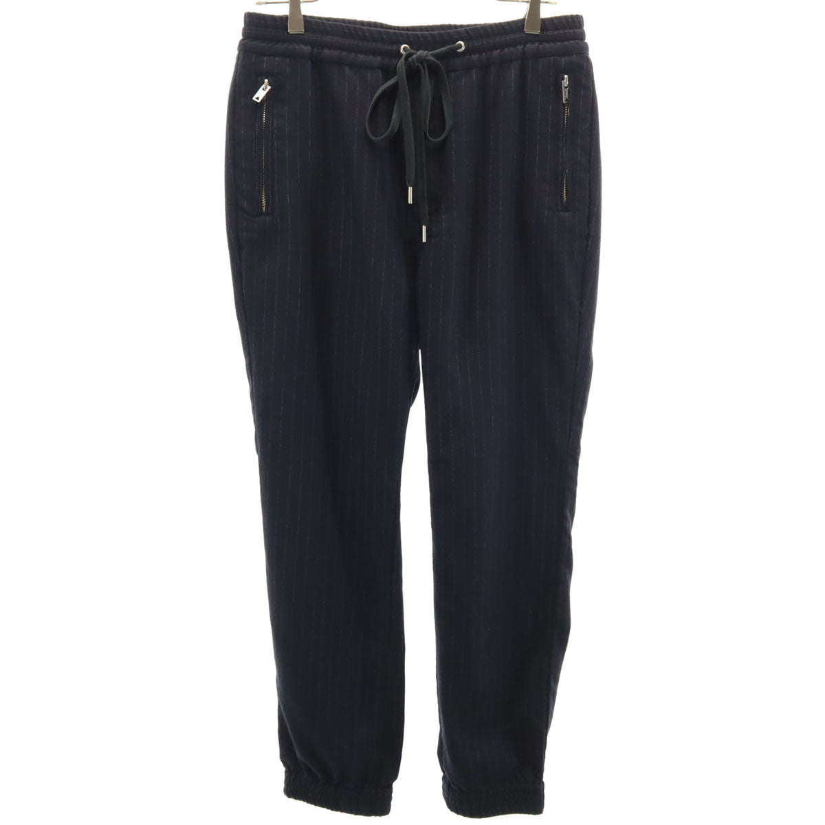 lideal リディアル 日本製 ウールブレンド ストライプ ジョガーパンツ M ネイビー系 メンズ