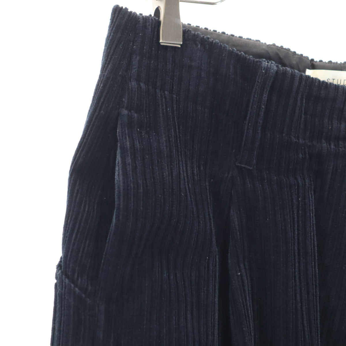STUDIO NICHOLSON スタジオニコルソン ポルトガル製 コーデュロイ ワイドパンツ 1 濃紺 シンチバック レディース