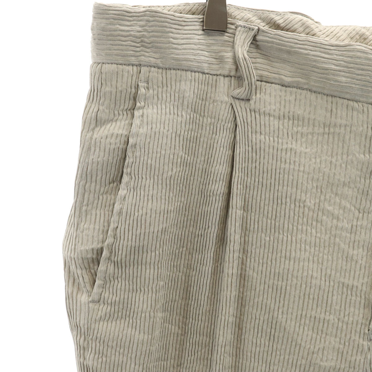 GIORGIO ARMANI ジョルジオアルマーニ イタリア製 プリーツリブ加工 ロングパンツ 54R グレージュ メンズ