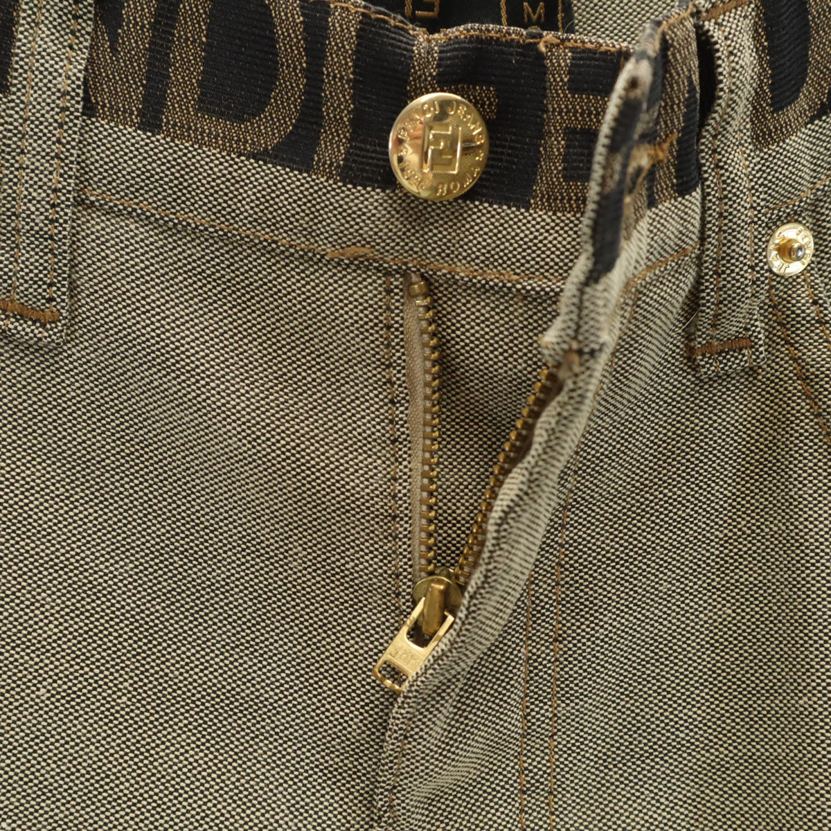 FENDI Jeans フェンディ ジーンズ イタリア製 スリムパンツ W26 オリーブ系 レディース