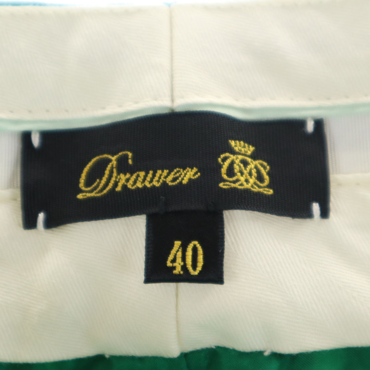 Drawer ドゥロワー ウール 日本製 チェック柄 テーパードパンツ 40 グリーン レディース