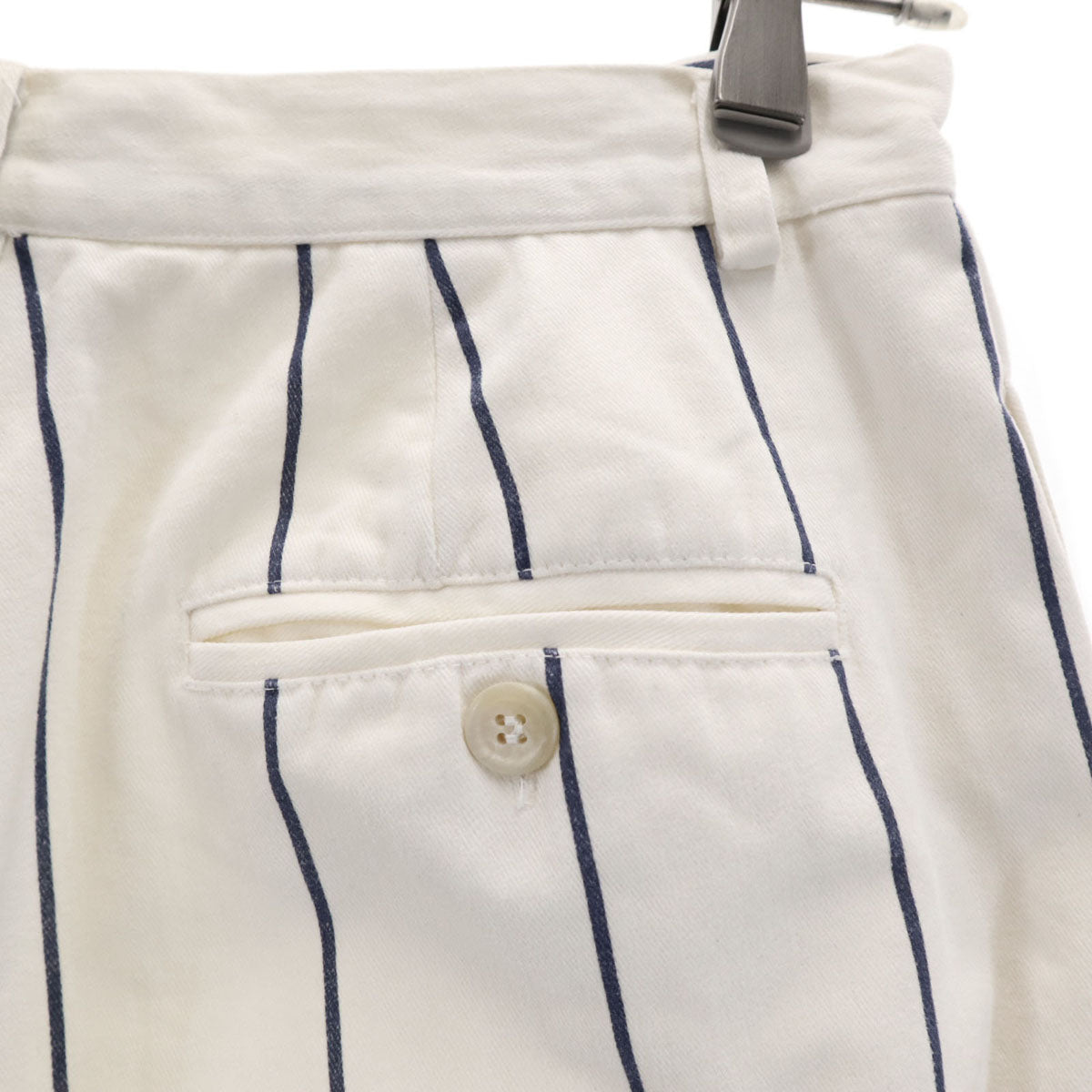 RALPH LAUREN ラルフローレン 80s USA製 ヴィンテージ 42タロン ストライプ柄 ロングパンツ 12 オフホワイト レディース