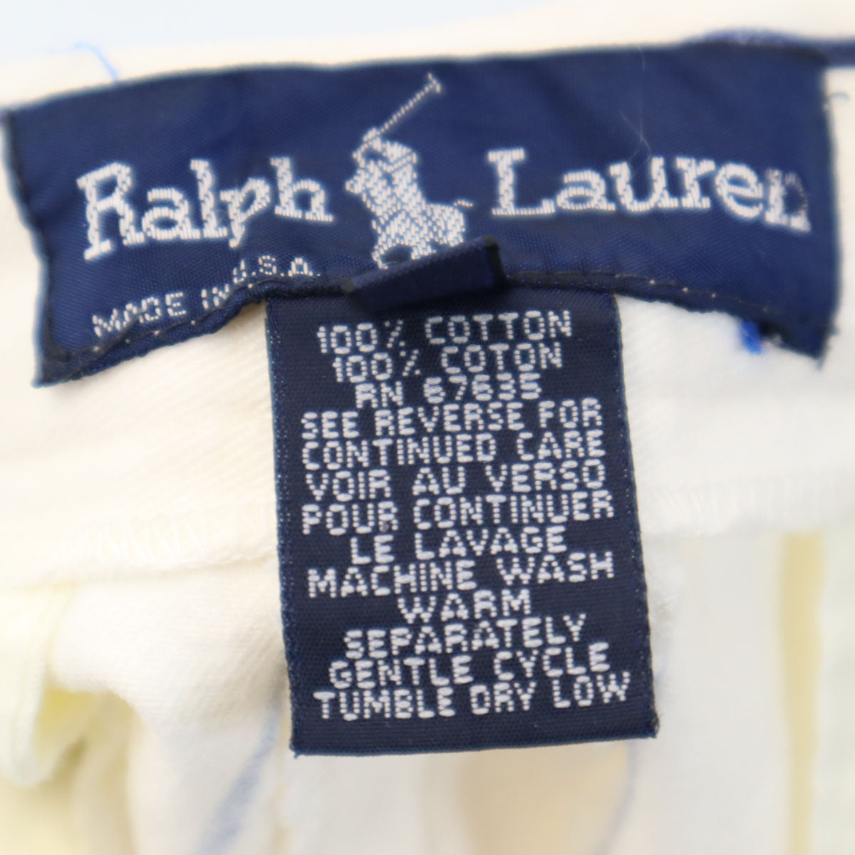 RALPH LAUREN ラルフローレン 80s USA製 ヴィンテージ 42タロン ストライプ柄 ロングパンツ 12 オフホワイト レディース