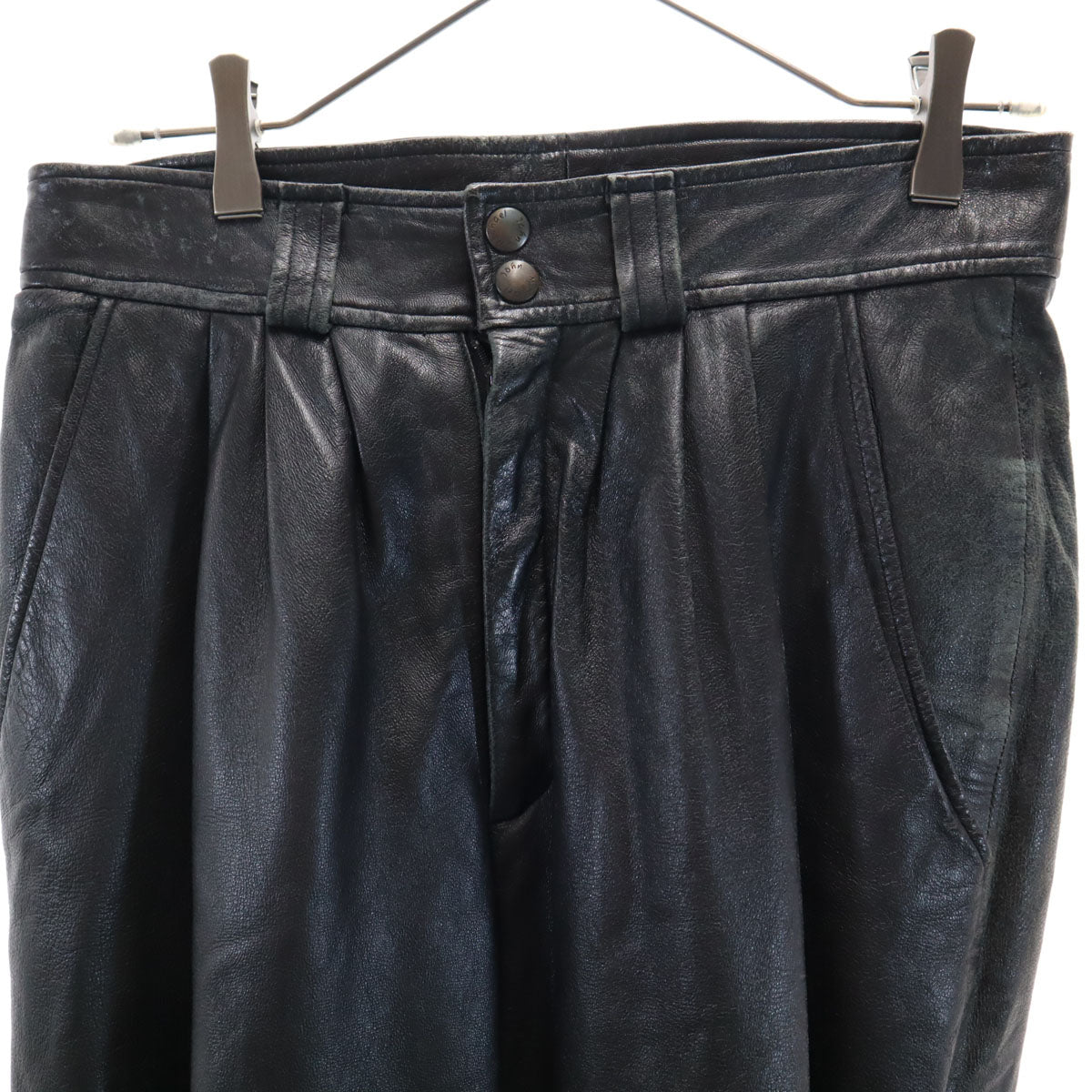 BEBE SPORT 80s 90s USA製 オールド 本革 レザーパンツ W30 ブラック レディース