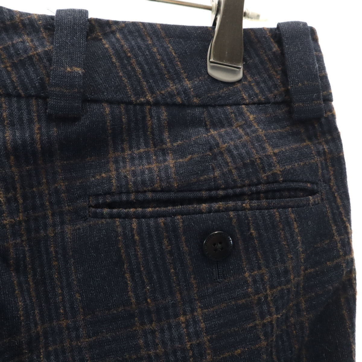 INCOTEX インコテックス 日本製 ウールブレンド チェック テーパードパンツ 40 ネイビー系 レディース