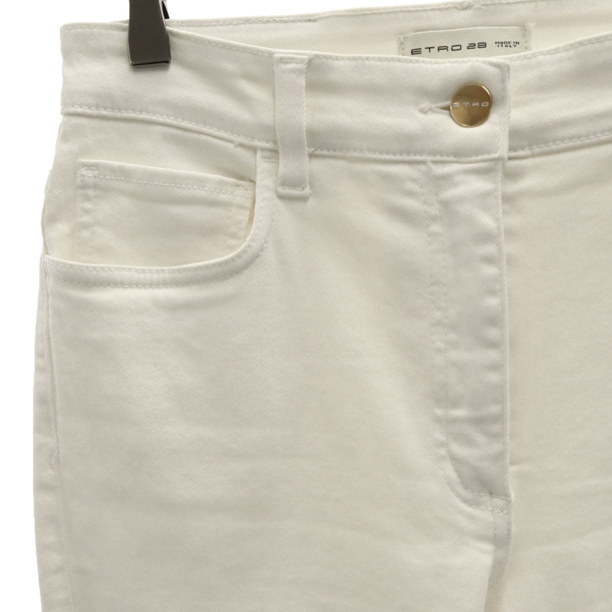 ETRO エトロ イタリア製 パンツ W28 白 ストレッチ フリンジ レディース