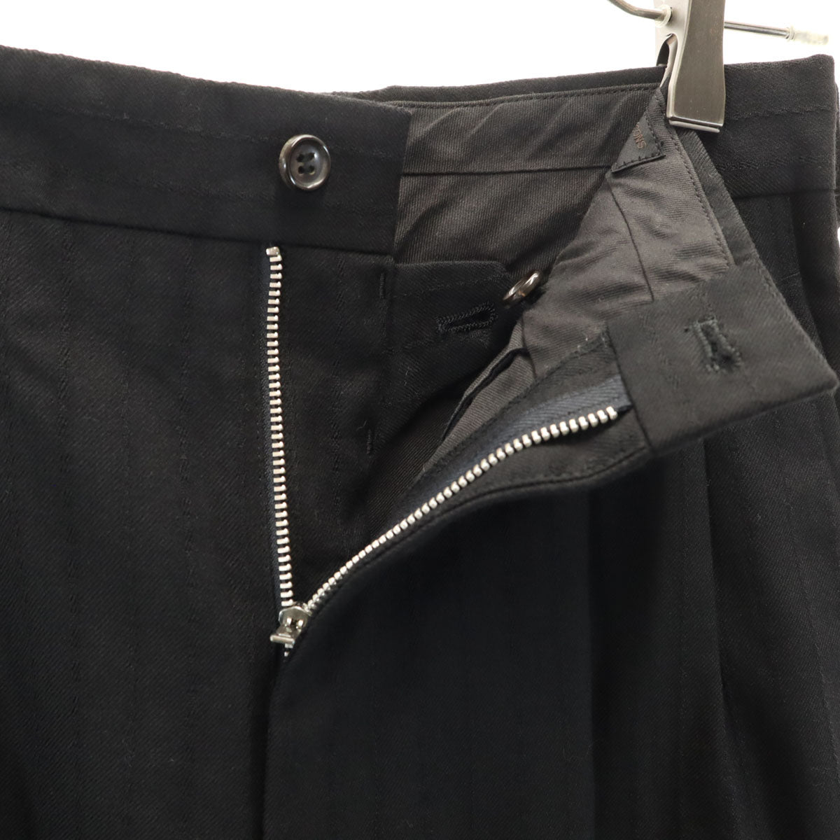 COMME des GARCONS HOMME コムデギャルソンオム 90s 日本製 ウール オールド ストライプ柄 2タック スラックスパンツ S 黒 メンズ