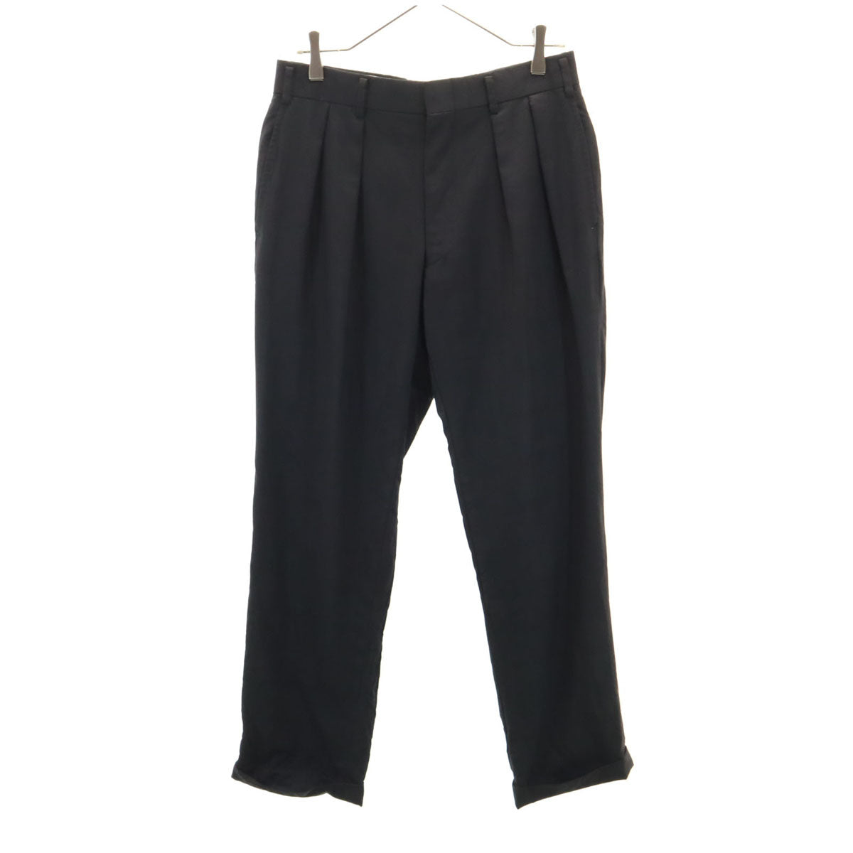 BURBERRY バーバリー 日本製 ウール チェック柄 2タック スラックスパンツ 黒 メンズ