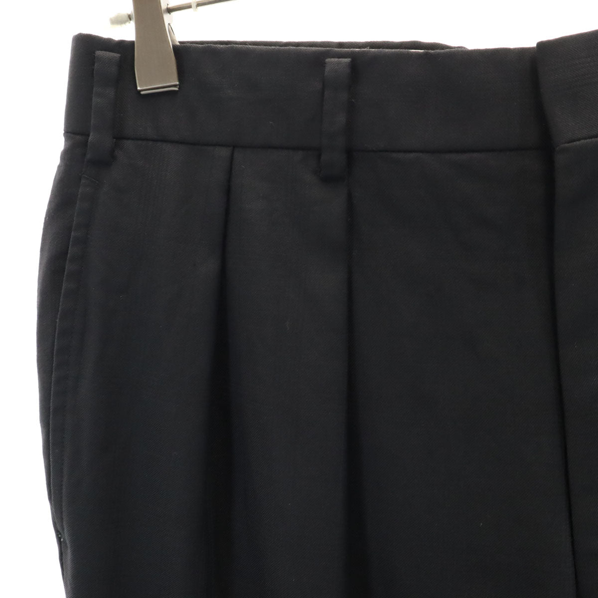 BURBERRY バーバリー 日本製 ウール チェック柄 2タック スラックスパンツ 黒 メンズ