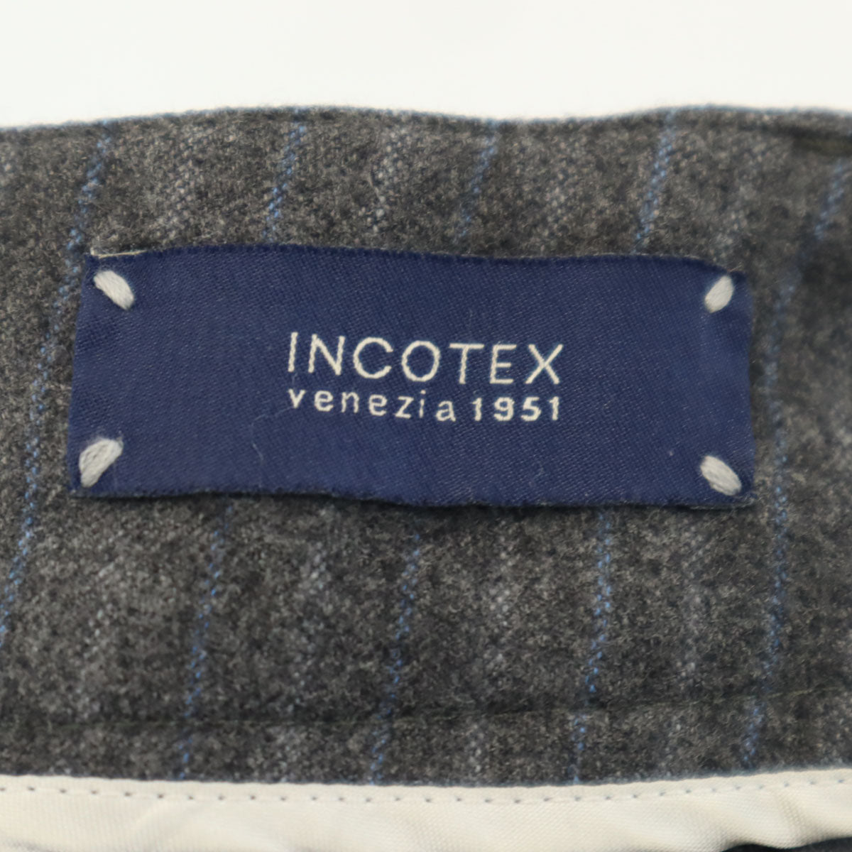 INCOTEX インコテックス ポルトガル製 ストライプ柄 ウールパンツ 42 グレー系 レディース