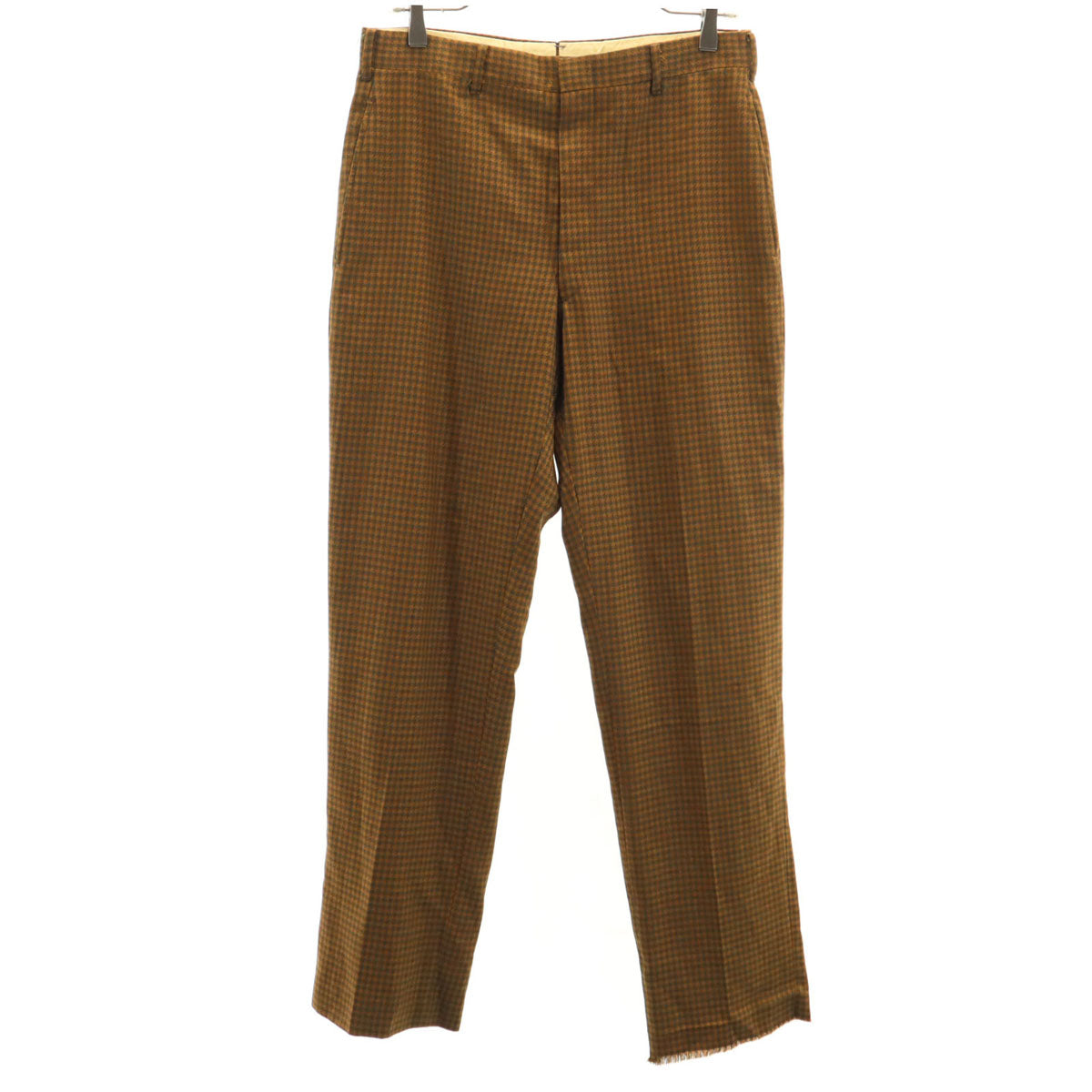 super crease durably pressed 70s 80s ヴィンテージ ロケットタロン チェック柄 ロングパンツ ブラウン系 TALONジップ メンズ