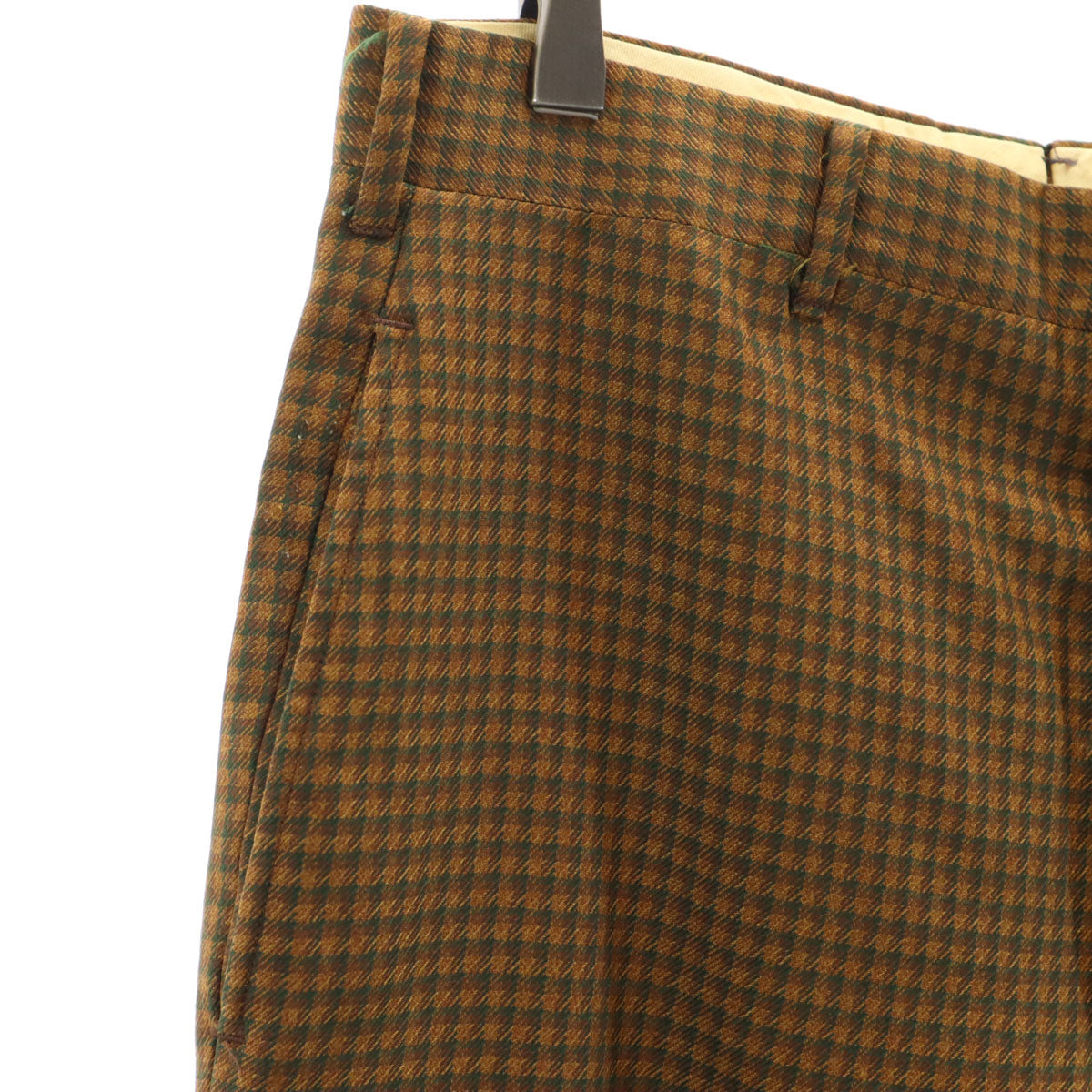 super crease durably pressed 70s 80s ヴィンテージ ロケットタロン チェック柄 ロングパンツ ブラウン系 TALONジップ メンズ