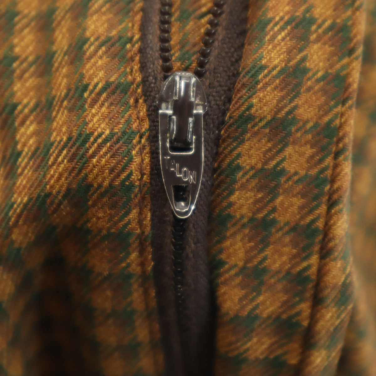 super crease durably pressed 70s 80s ヴィンテージ ロケットタロン チェック柄 ロングパンツ ブラウン系 TALONジップ メンズ