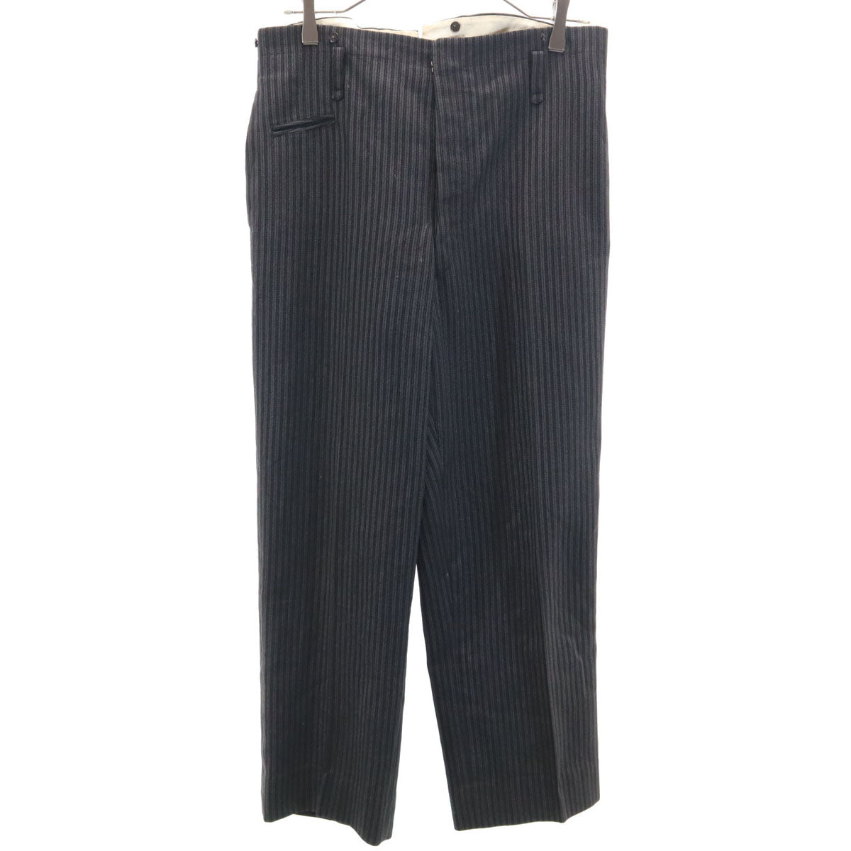 50s ヴィンテージ 針シンチ ストライプ柄 スラックスパンツ グレー ボタンフライ メンズ