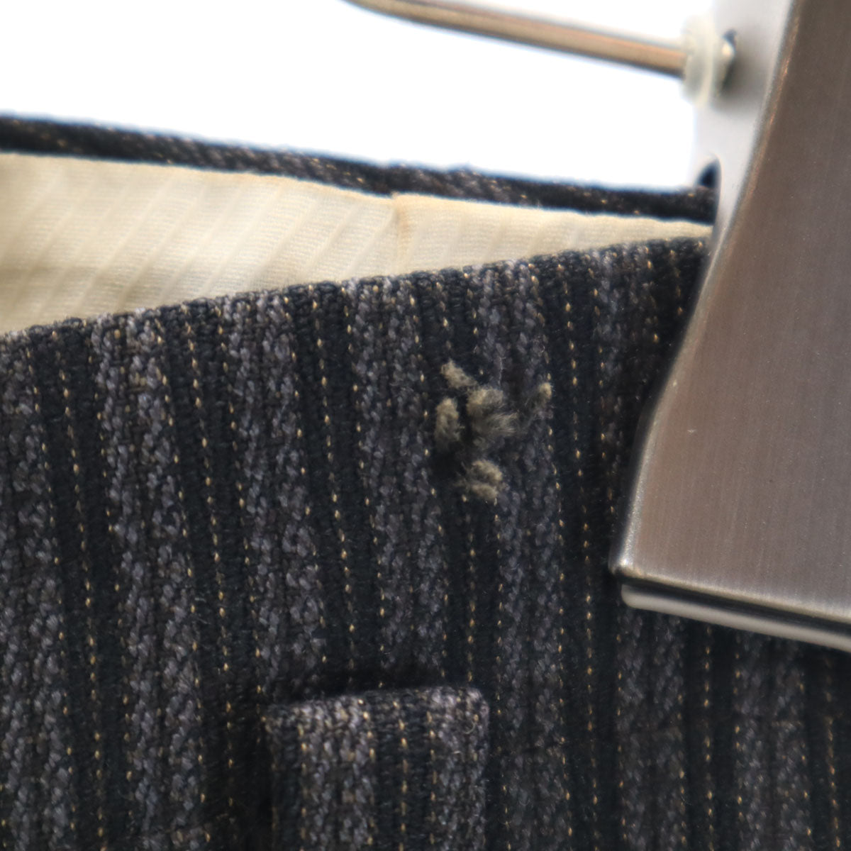 50s ヴィンテージ 針シンチ ストライプ柄 スラックスパンツ グレー ボタンフライ メンズ