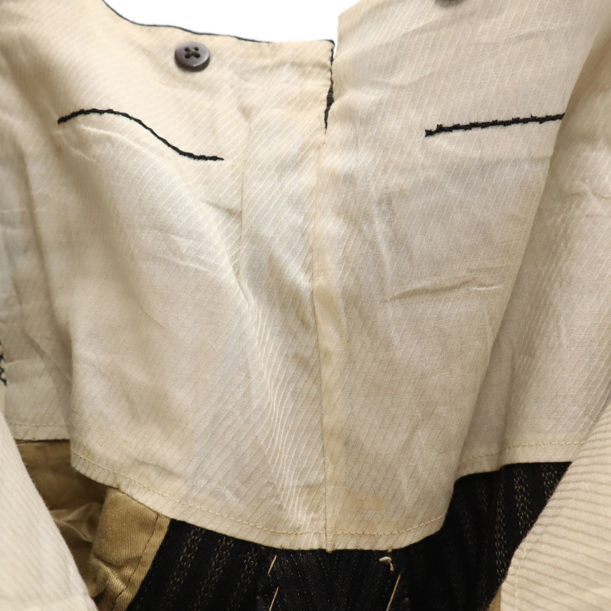 50s ヴィンテージ 針シンチ ストライプ柄 スラックスパンツ グレー ボタンフライ メンズ