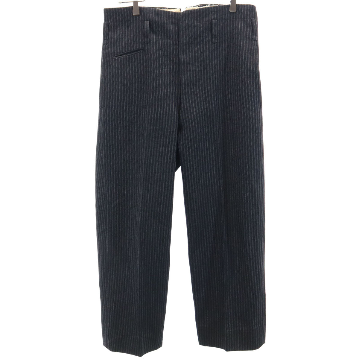 50s ヴィンテージ 針シンチ ストライプ柄 スラックスパンツ ネイビー系 ボタンフライ メンズ