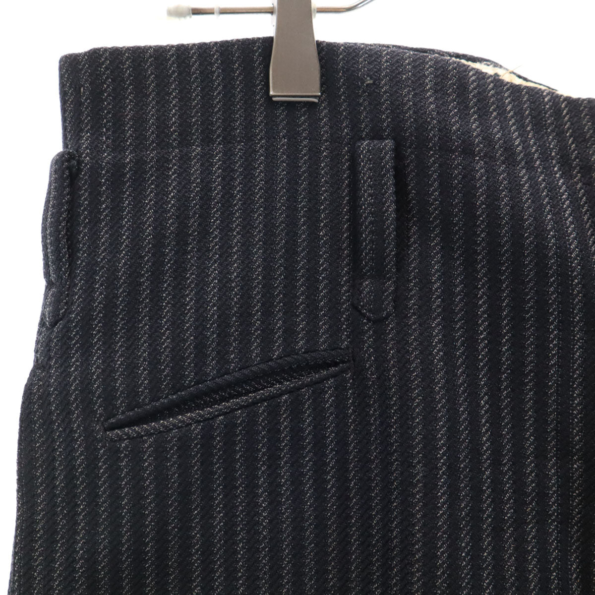 50s ヴィンテージ 針シンチ ストライプ柄 スラックスパンツ ネイビー系 ボタンフライ メンズ